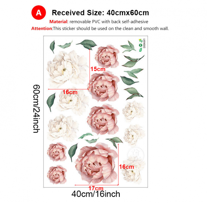 Sticker Decorativ cu Flori Albe si Roz 60 x 40 cm [2]