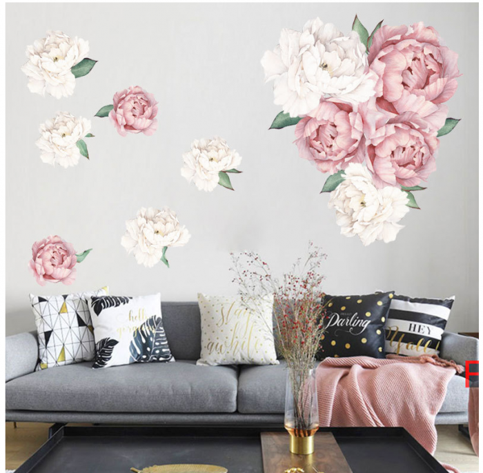 Sticker Decorativ cu Flori Albe si Roz 60 x 40 cm [5]