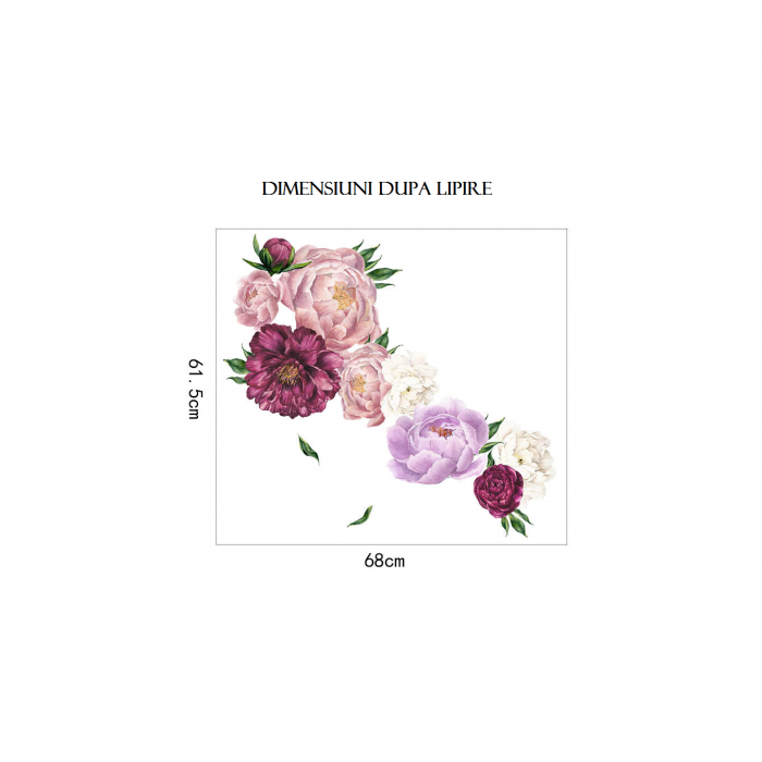 Sticker Decorativ Flori de Bujori 68 x 61,5 cm G Glixicom® [5]