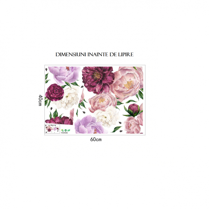 Sticker Decorativ Flori de Bujori 68 x 61,5 cm G Glixicom® [4]