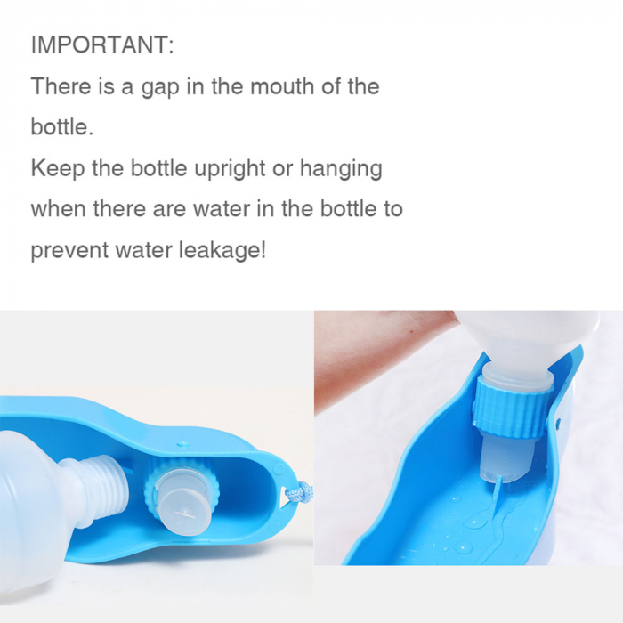 Sticla Apa Animale cu Castron pentru Adapare - Portabila Capacitate 500 ml Albastru [6]