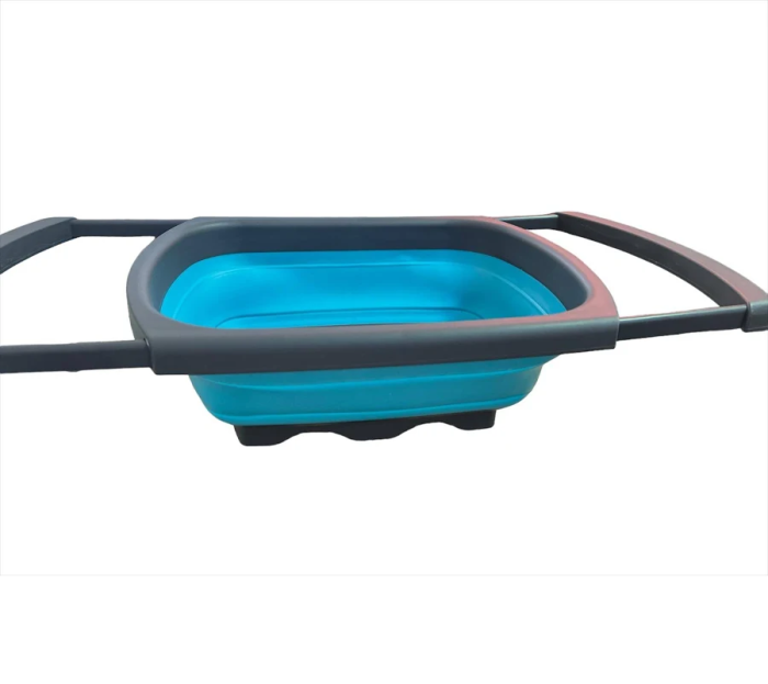 Strecuratoare pliabila din silicon cu manere extensibile Gri - Turcoaz pentru paste, fructe si legume [2]