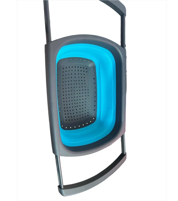 Strecuratoare pliabila din silicon cu manere extensibile Gri - Turcoaz pentru paste, fructe si legume [3]