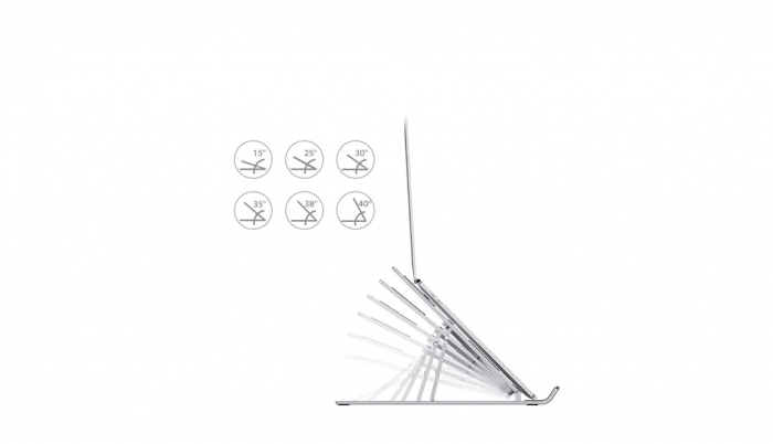 Suport din Aluminiu Pentru Laptop cu Inaltime reglabila pe 6 Nivele, Pliabil, Portabil Compatibilitate 10-15.6'' [5]