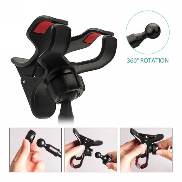 Suport Flexibil cu Brat si Clema Metalica, Rotatie 360 de Grade 50 cm Negru [2]
