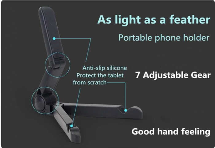 Suport pentru Tableta, E-reader sau Telefon Pliabil si Reglabil Negru [4]