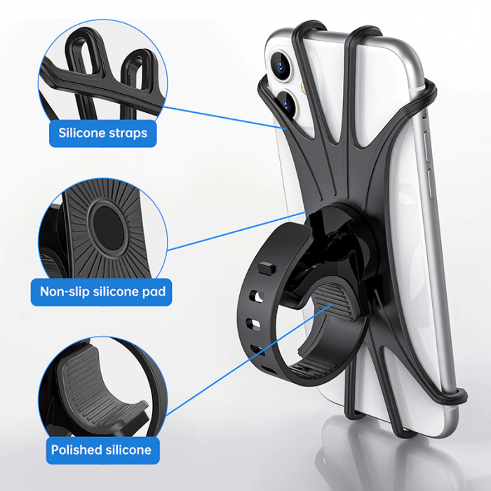 Suport Telefon din Silicon pentru Bicicleta, Trotineta, Carucior sau Motocicleta 4 - 6,5 inch [3]