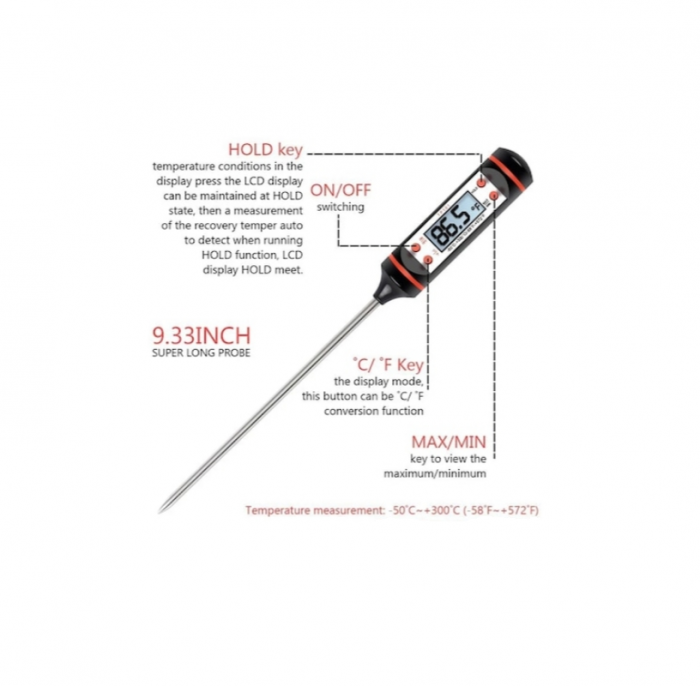 Termometru Digital Alimentar cu Sonda 4 Functii 24 cm [3]