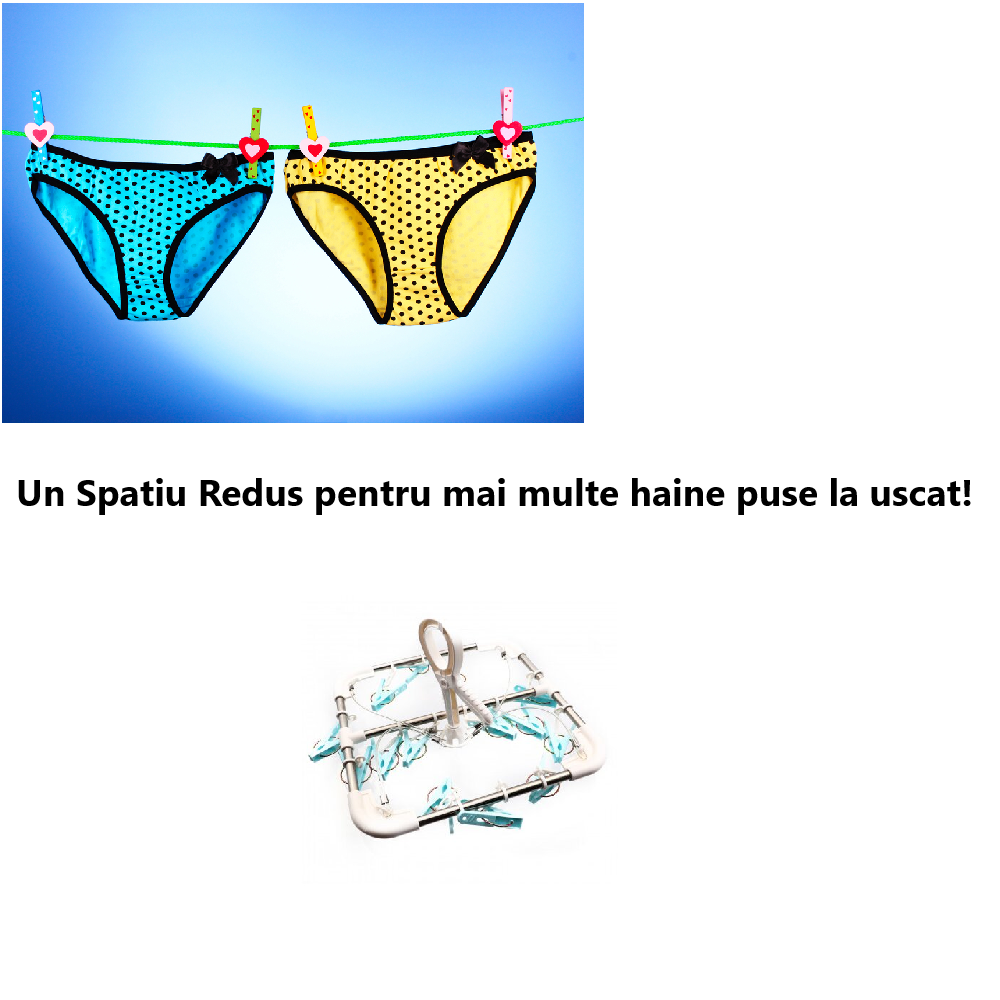 Uscator de Haine Sosete si Lenjerie din Aluminiu si PVC cu 16 Carlige 35 x 30 cm [3]