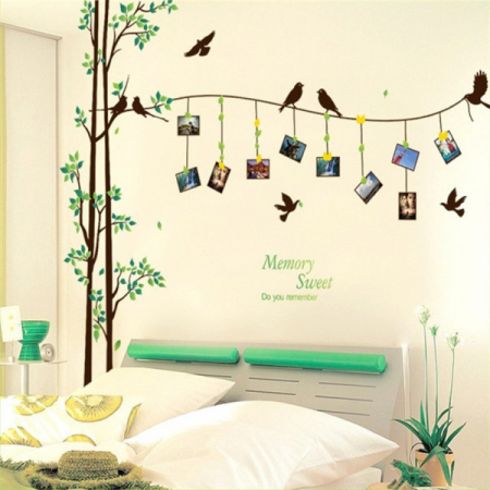 Sticker Decorativ Copaci si Pasari cu 12 Rame Foto - 290 x 210 cm [1]