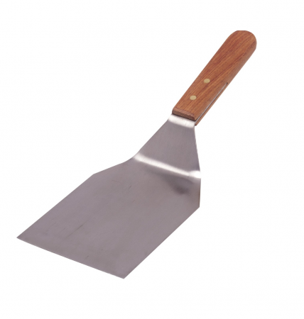 Ustensile Bucatarie - Spatula pentru Gratar Plita sau Hamburger din Inox cu Maner din Lemn 35 x 11 cm