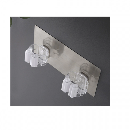 Set 2 Suporturi pentru Matura Mop sau Unelte Autoadezive cu Sustinere pana la 3 kg Alb [1]
