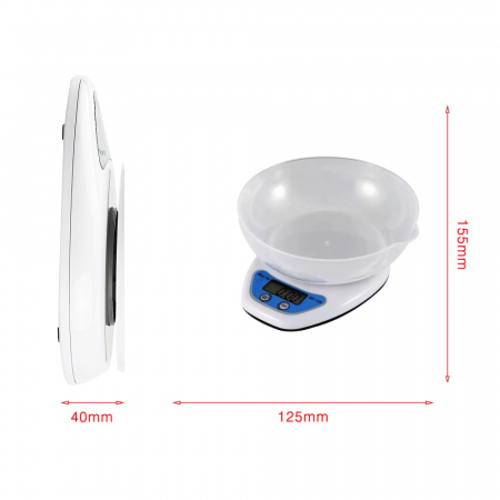 Cantar Digital de Bucatarie cu Bol Gradat 800 ml Greutate Maxima 5 Kg 3 Unitati de Masura [4]