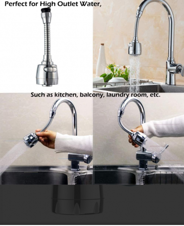 Extensie Flexibila pentru Robinet cu Brat Metalic 2 Moduri de Folosire Compatibilitate Universala 19 x 5 x 2 cm [4]