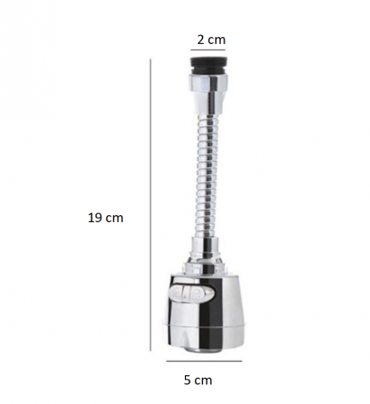 Extensie Flexibila pentru Robinet cu Brat Metalic 2 Moduri de Folosire Compatibilitate Universala 19 x 5 x 2 cm [2]