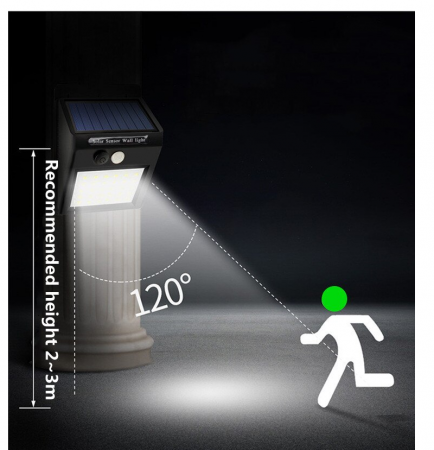 Climatizare & Iluminare - Lampa Solara cu 30 Led-uri Senzor de Miscare Acumulator Li-Ion 1200 mAh Oprire Automata