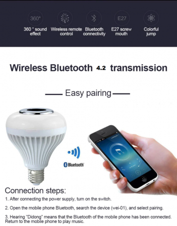 Bec Led Smart cu Boxa Integrata Conectivitate prin Bluetooth si Joc de Lumini 7 W [6]