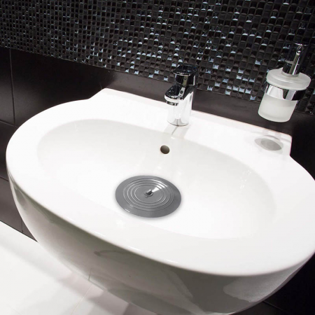 Accesorii & Organizare Baie - Capac Cauciuc pentru Protectie Mirosuri Neplacute sau Anti - Gandaci Diametru 15 cm Chiuveta Cada Dus Sifon Gri G Glixicom®