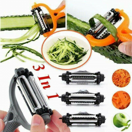 Cutit Legume si Fructe 3 in 1 cu Capat Rotativ Curata, Feliaza si Decojeste [1]