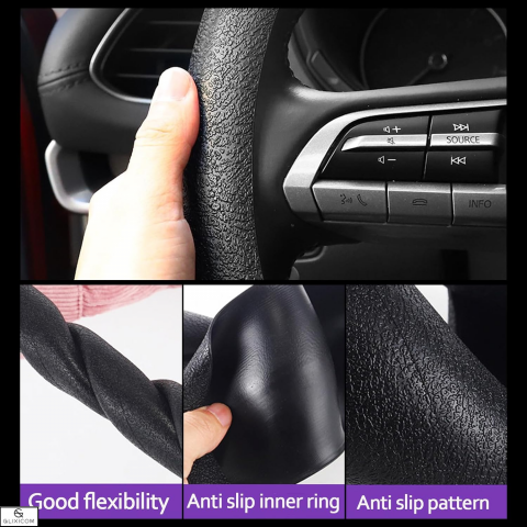 Husa Volan Universala din Silicon Negru Husa volan silicon emag Protectie Siguranta si Confort la Volan Diametru 33-40 cm Husa volan silicon dedeman [6]