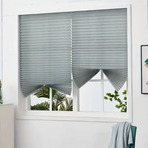 Jaluzea Plisata cu Sistem de Prindere Autoadeziv Glixicom 60 x 150 cm, Gri, jaluzele geamuri mansarda rulou dedeman velux leroy merlin pentru ferestre interior hornbach jaluzele ieftine  jysk [6]