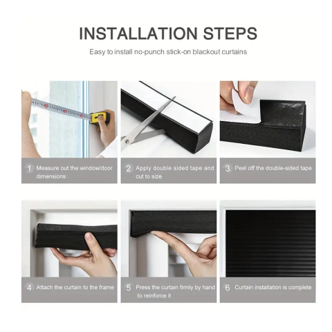 Jaluzea Plisata cu Sistem de Prindere Autoadeziv Glixicom 60 x 150 cm Negru jaluzele geamuri mansarda rulou dedeman velux leroy merlin pentru ferestre interior hornbach jaluzele ieftine  jysk [9]