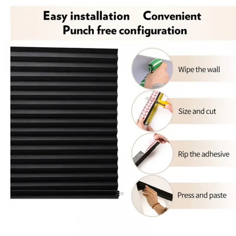 Jaluzea Plisata cu Sistem de Prindere Autoadeziv Glixicom 60 x 150 cm Negru jaluzele geamuri mansarda rulou dedeman velux leroy merlin pentru ferestre interior hornbach jaluzele ieftine  jysk [1]