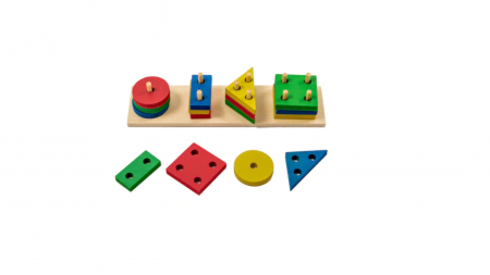 Joc de Sortare cu Figuri Geometrice din Lemn 4 Culori 22 x 6 cm [3]