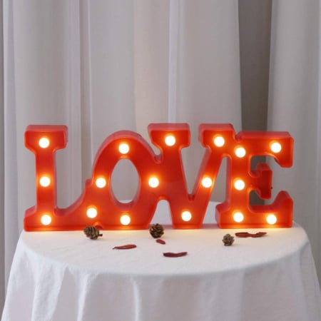 Lampa de Veghe LOVE cu Lumina Ambientala si 11 Led-uri Rosu [2]