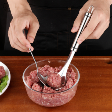 Casa Gradina & Bricolaj - Lingura din Inox pentru Preparat Chiftelute si Perisoare din Carne, Creveti, Peste sau Legume, 22 cm