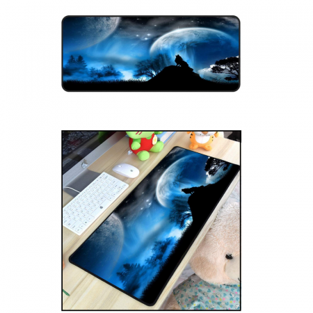 Mousepad Cauciucat pentru Gaming 90 cm x 40 cm x 3 mm Model Lup Cusaturi Laterale si Baza Cauciucata [1]