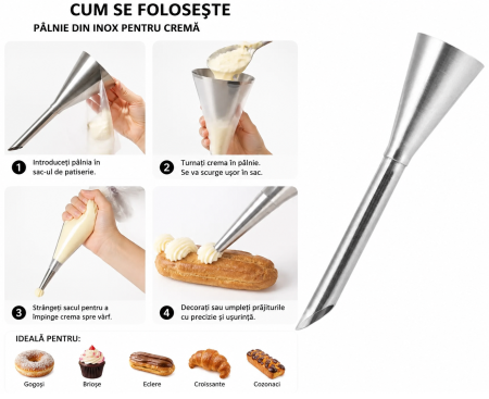 Palnie din Inox pentru Crema - Umplut Gogosi Briose Eclere Croissante sau Cozonaci [1]