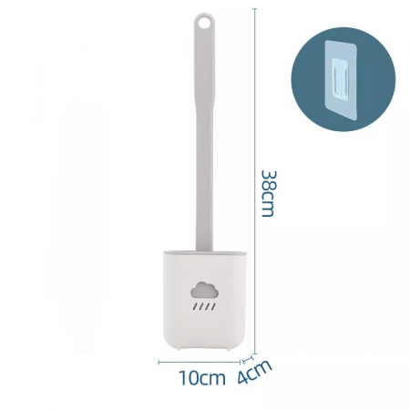 Perie WC din Silicon cu Suport Adeziv 38 cm Alb - Gri G Glixicom® [1]