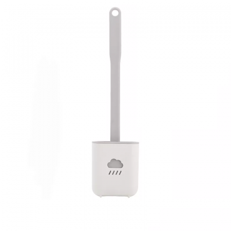 Perie WC din Silicon cu Suport Adeziv 38 cm Alb - Gri G Glixicom®
