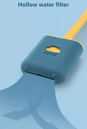 Perie WC din Silicon cu Suport Adeziv 38 cm Albastru - Galben [1]