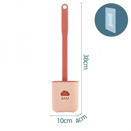 Perie WC din Silicon cu Suport Adeziv 38 cm Roz G Glixicom®
