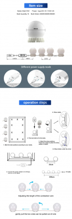 Set 10 Becuri LED pentru Oglinda cu Alimentare prin USB Lungime Cablu 5 m [3]