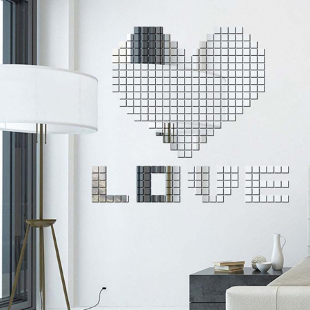 Set 100 Oglinzi Acrilice Decorative Patrate Autoadezive 2 x 2 cm [5]