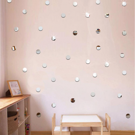 Toate Produsele - Set 100 Oglinzi Acrilice Rotunde Decorative Autoadezive Diametru 2 cm