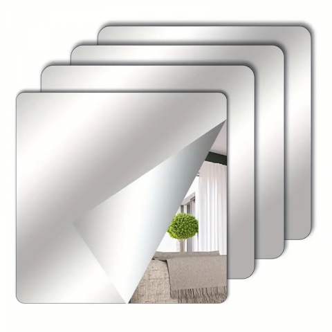 Oglinzi Acrilice Decorative - Set 16 Bucati Oglinda Acrilica Patrat 15 x 15 cm