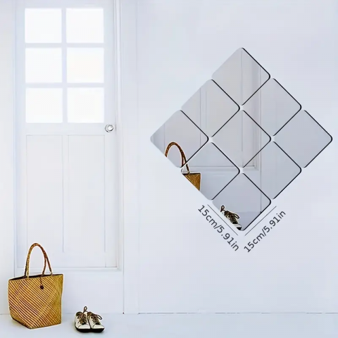 Set 16 Bucati Oglinda Acrilica Patrat 15 x 15 cm [9]
