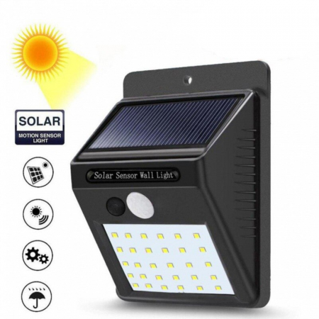 Set 2 Bucati Lampa Solara cu 30 Led-uri Senzor de Miscare Acumulator Li-Ion 1200 mAh Oprire Automata [3]