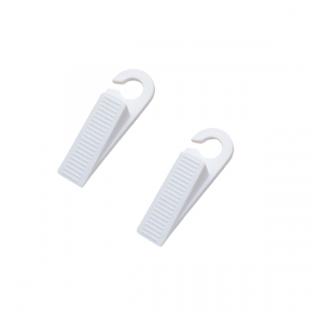 Organizare si Depozitare Casa - Set 2 Bucati Opritor Usa Alb din PVC cu Agatatoare 13 x 3 cm G Glixicom®