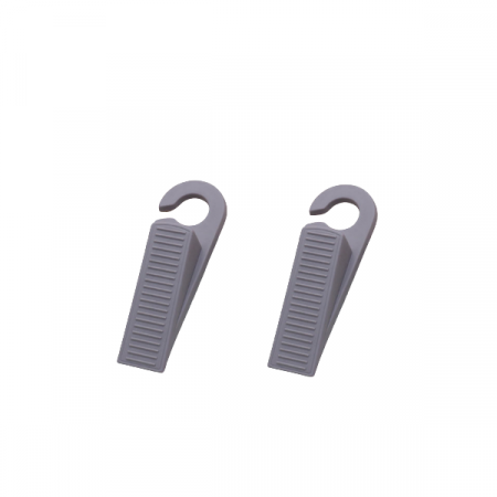 Organizare si Depozitare Casa - Set 2 Bucati Opritor Usa Gri din PVC cu Agatatoare