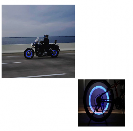 Set 2 Ventile cu LED Albastru Compatibile Bicicleta, Motocicleta sau Masina 7 x 1,5 cm [5]