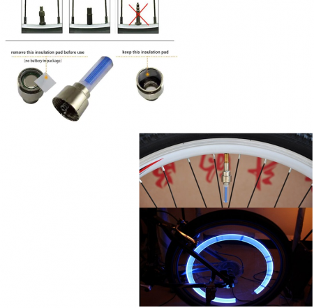 Set 2 Ventile cu LED Albastru Compatibile Bicicleta, Motocicleta sau Masina 7 x 1,5 cm [4]