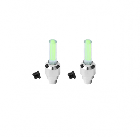 Set 2 Ventile cu LED Verde Compatibile Bicicleta, Motocicleta sau Masina 7 x 1,5 cm [2]