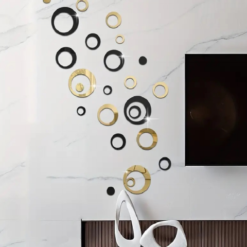 oglinda deorativa cercuri auriu negru 24 piese oglinda decorativa acrilica dedeman ikea jumbo oglinda decorativa pvc design interior obiecte sau mobila [2]