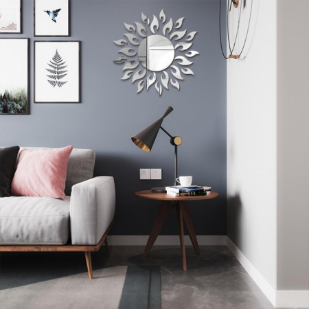 Set 27 oglinzi acrilice decorative Glixicom, Model Soare cu 26 Raze Argintiu, 50x50 cm oglinda perete hol dedeman oglinda decorativa ieftina emag autoadeziva [5]