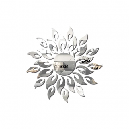 Set 27 oglinzi acrilice decorative Glixicom, Model Soare cu 26 Raze Argintiu, 50x50 cm oglinda perete hol dedeman oglinda decorativa ieftina emag autoadeziva [6]